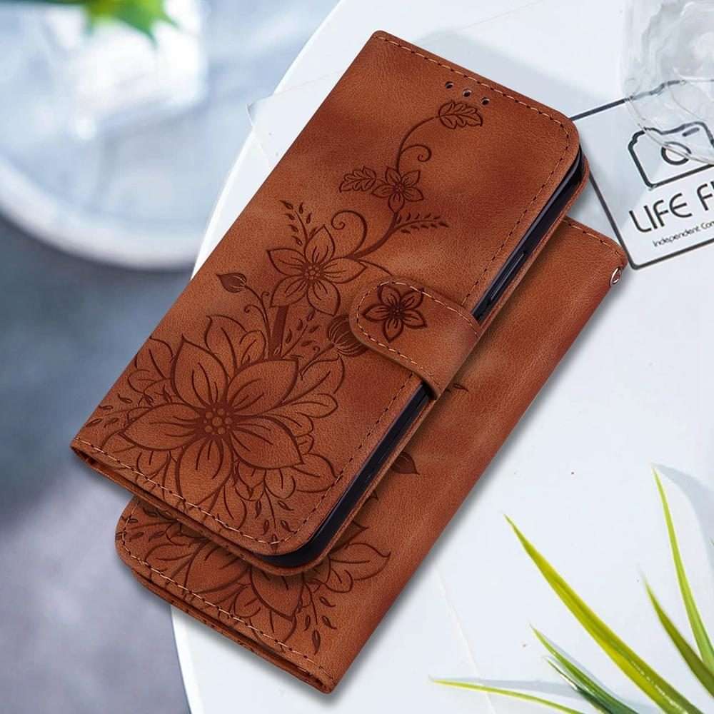For Infinix Note 50 Pro+ Lily Embossed Leather Phone Case(Brown)