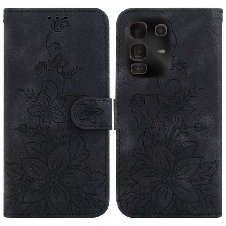 For Infinix Note 50 Pro+ Lily Embossed Leather Phone Case(Black)
