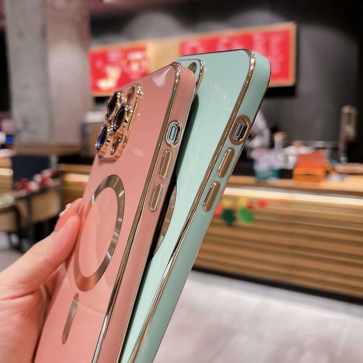 For iPhone 15 Pro Magsafe Plating TPU Phone Case with Lens Film(Light Blue)