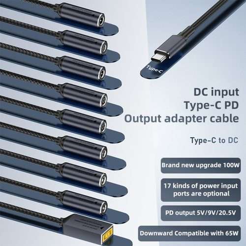 DC 5.5 x 2.5mm to USB-C / Type-C Male 100W Computer Charging Adapter Connector