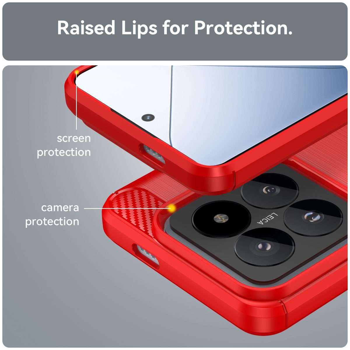 For Xiaomi 14 Pro Brushed Texture Carbon Fiber TPU Phone Case(Red)