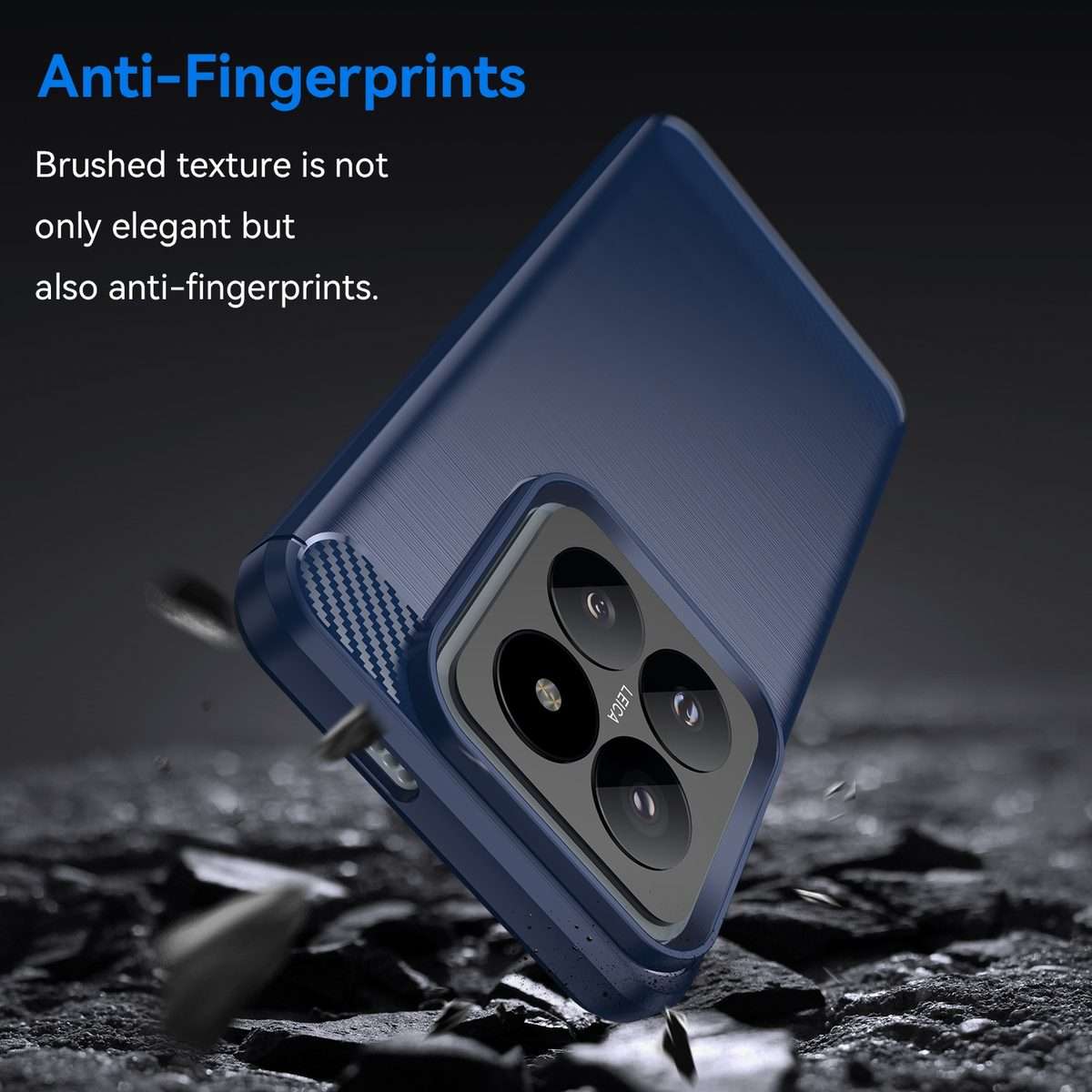 For Xiaomi 14 Pro Brushed Texture Carbon Fiber TPU Phone Case(Blue)