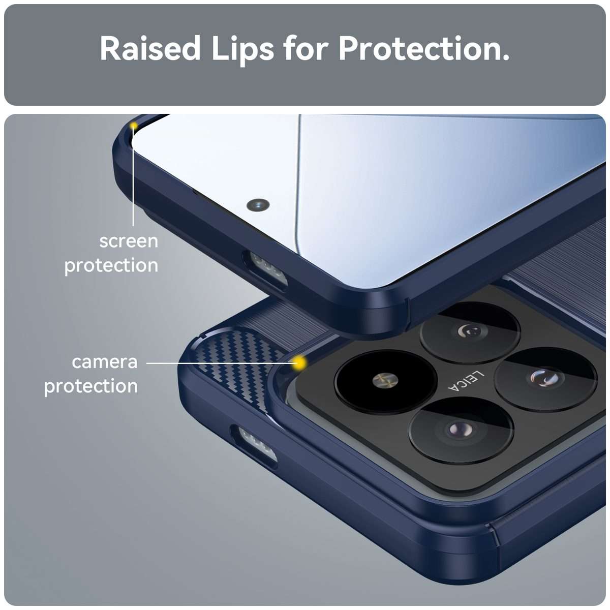 For Xiaomi 14 Pro Brushed Texture Carbon Fiber TPU Phone Case(Blue)