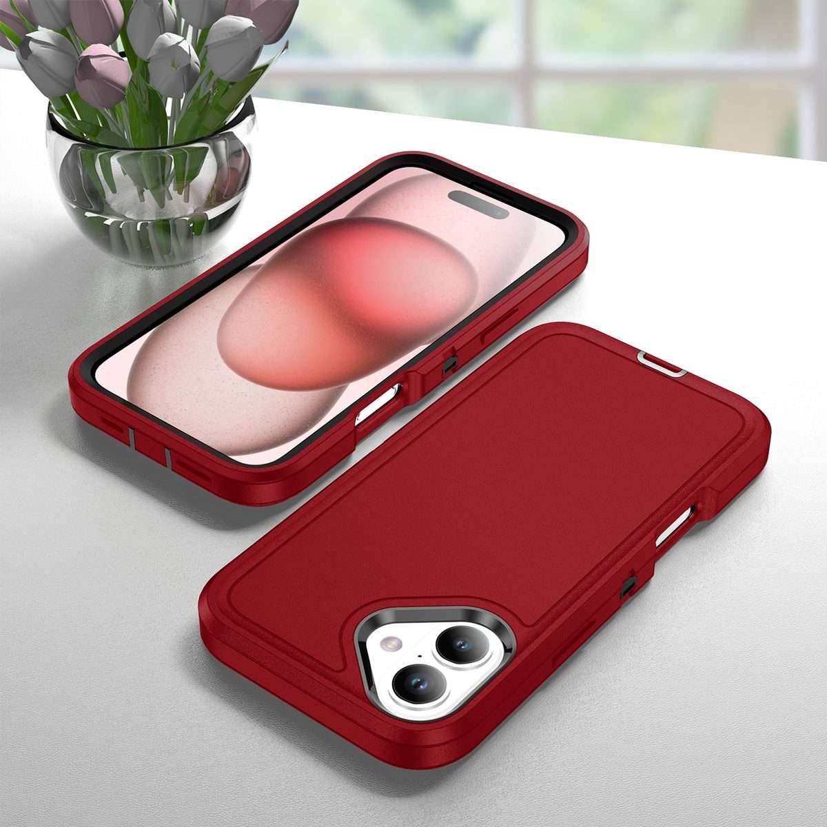 For iPhone 16 Plus Life Waterproof Rugged Phone Case(Red + Black)