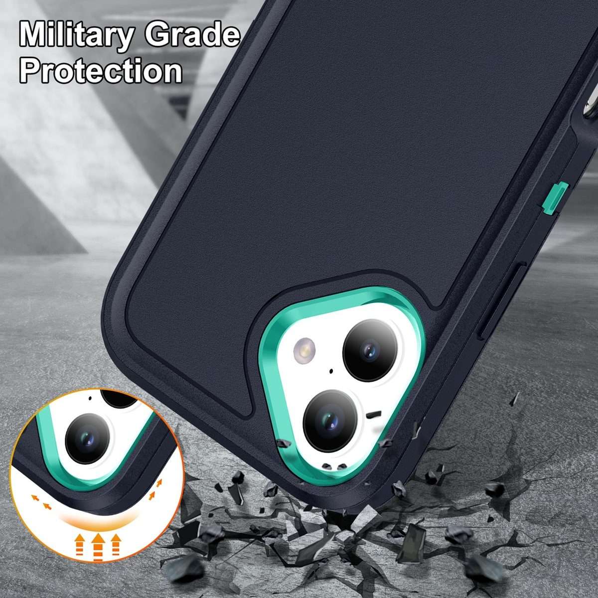 For iPhone 16 Plus Life Waterproof Rugged Phone Case(Dark Blue + Light Blue)