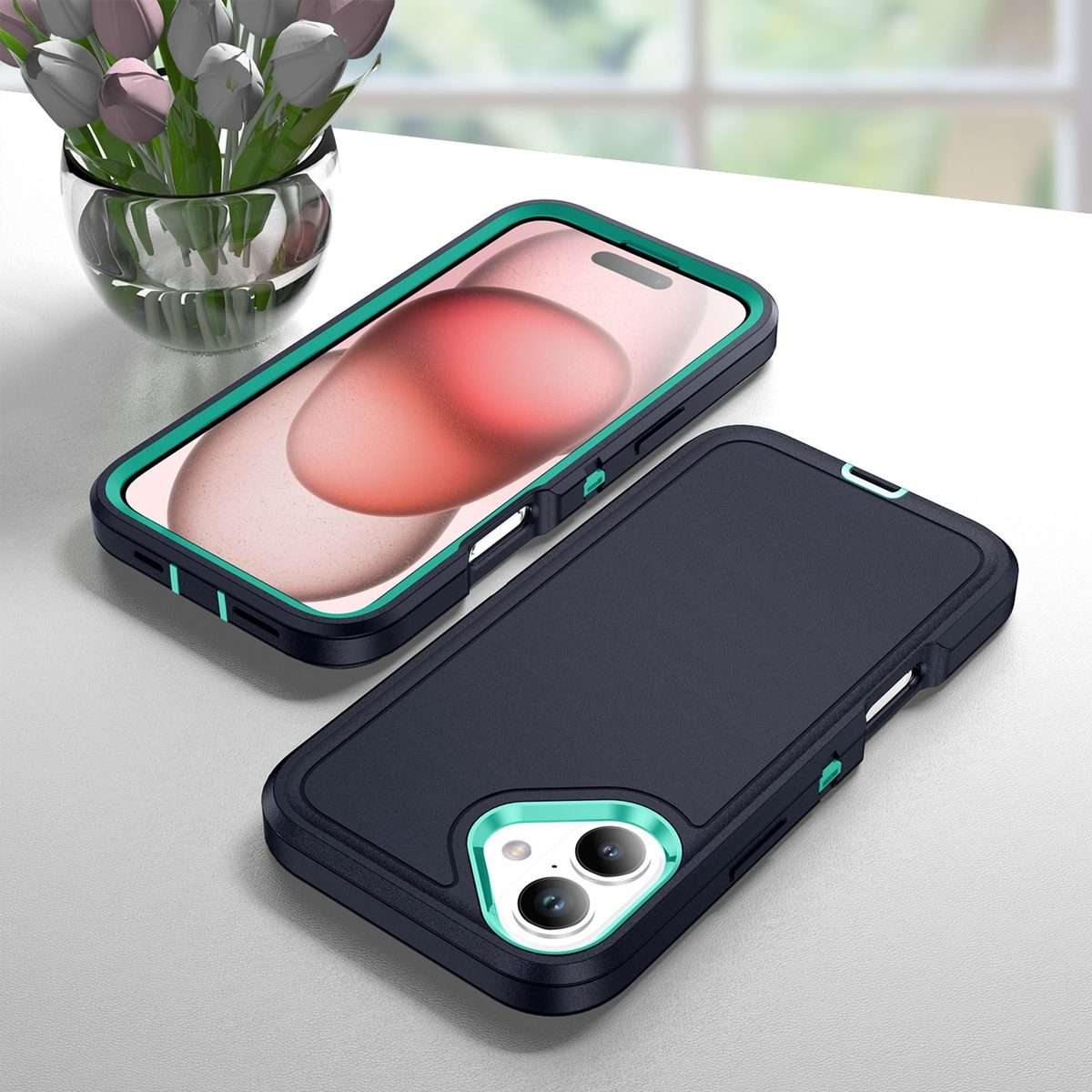 For iPhone 16 Plus Life Waterproof Rugged Phone Case(Dark Blue + Light Blue)