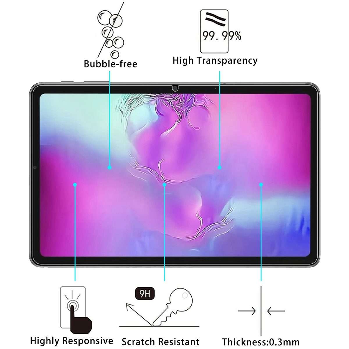 For ALLDOCUBE iPlay 40 Pro 2pcs 9H 0.3mm Explosion-proof Tempered Glass Film