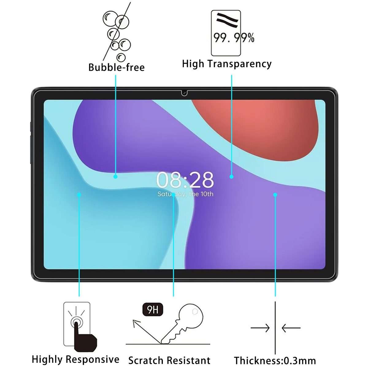 For ALLDOCUBE iPlay 50 Pro 2pcs 9H 0.3mm Explosion-proof Tempered Glass Film