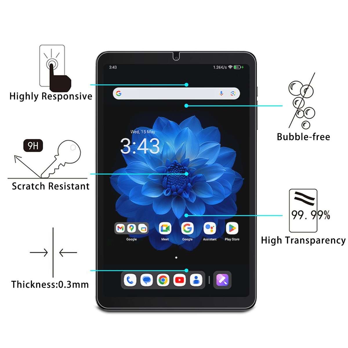 For ALLDOCUBE iPlay 60 mini Pro 2pcs 9H 0.3mm Explosion-proof Tempered Glass Film
