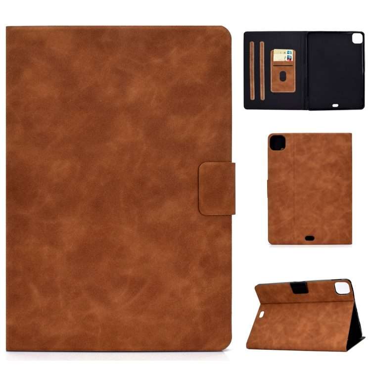 For iPad Pro 11 (2020) & (2018) Cowhide Texture Horizontal Flip Leather Tablet Case wi ... (Brown)