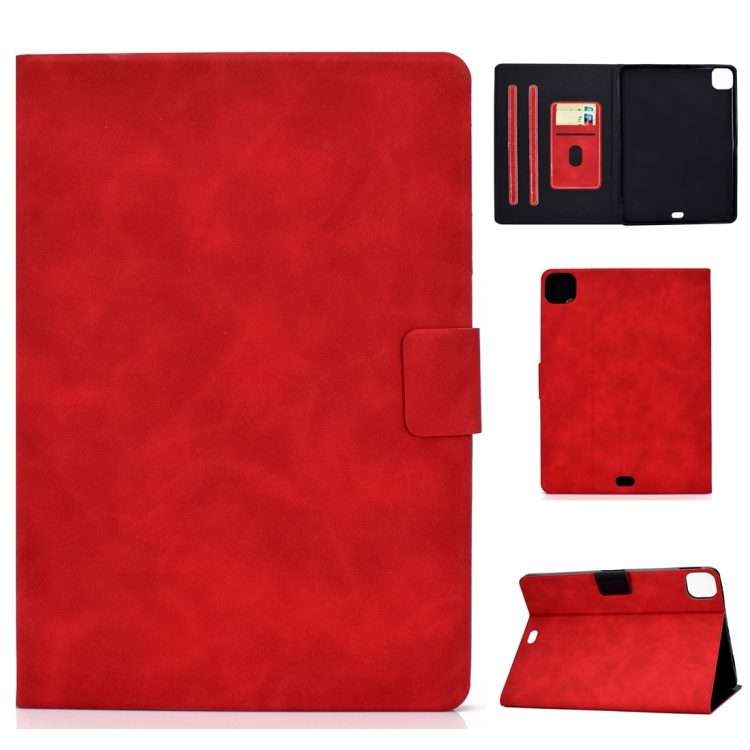 For iPad Pro 11 (2020) & (2018) Cowhide Texture Horizontal Flip Leather Tablet Case with ... (Red)