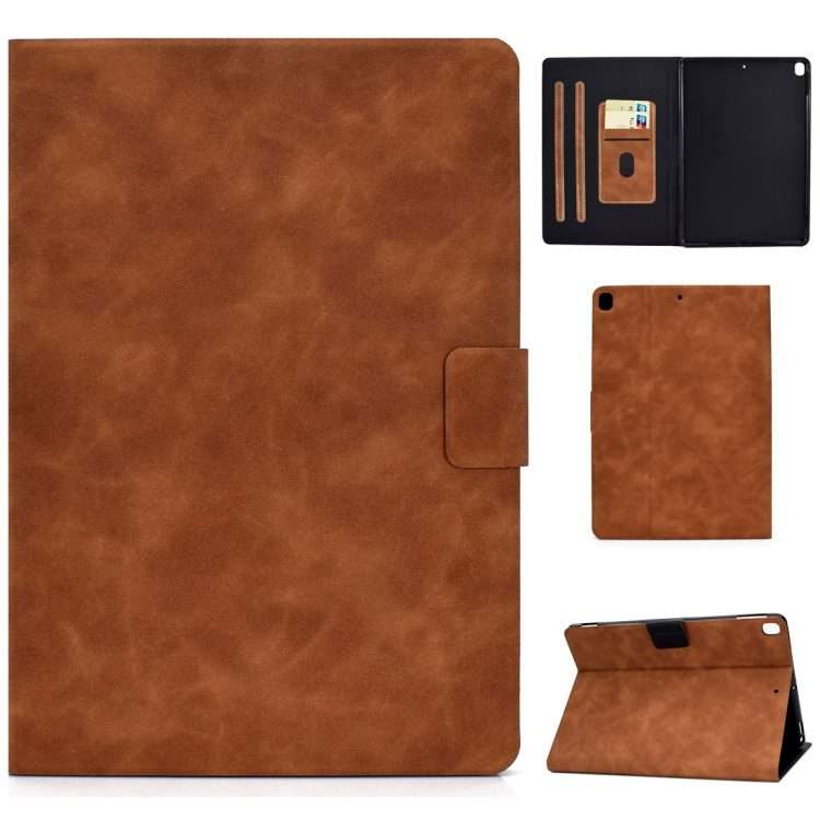 For iPad 10.2 / Air (2019) / Pro 10.5 Cowhide Texture Horizontal Flip Leather Case wit ... (Brown)