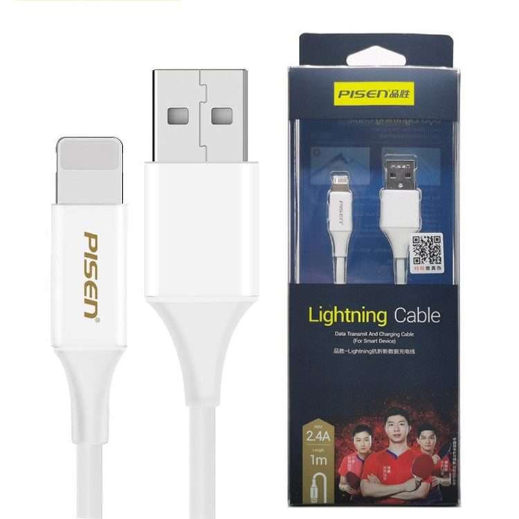 PISEN 1m 2.4A USB to 8 Pin Anti Breaking Fast Charging Cable