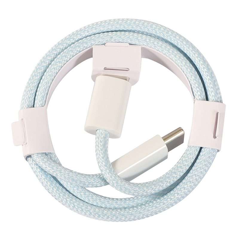 1m USB-C / Type-C to Type-C Macaron Braided Charging Cable(Blue)