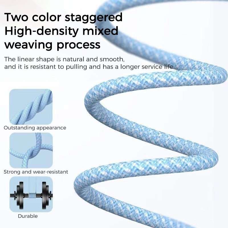 1m USB-C / Type-C to Type-C Macaron Braided Charging Cable(Blue)