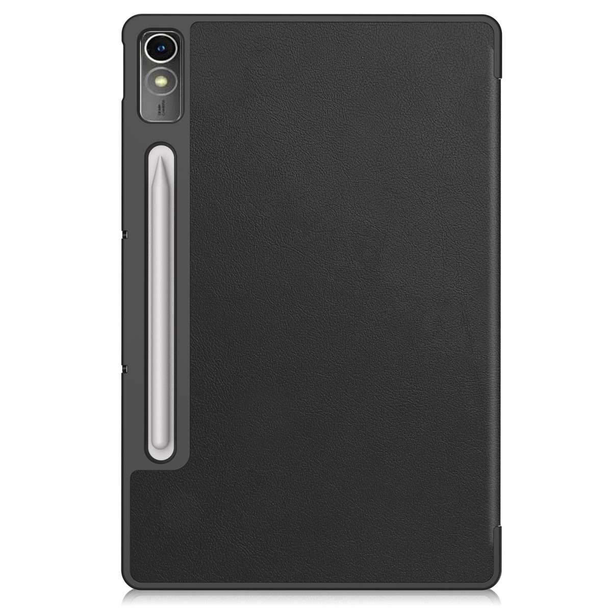 For Lenovo Tab P12/Xiaoxin Pad Pro 12.7 inch Custer Solid Color 3-Fold Stand Leather T ... (Black)