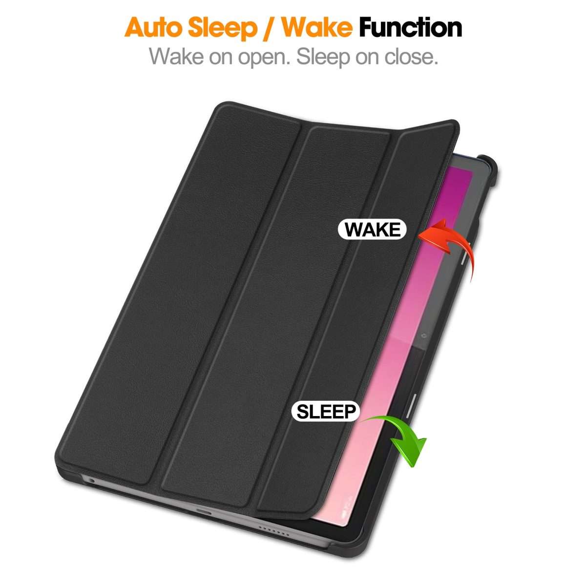 For Lenovo Tab P12/Xiaoxin Pad Pro 12.7 inch Custer Solid Color 3-Fold Stand Leather T ... (Black)