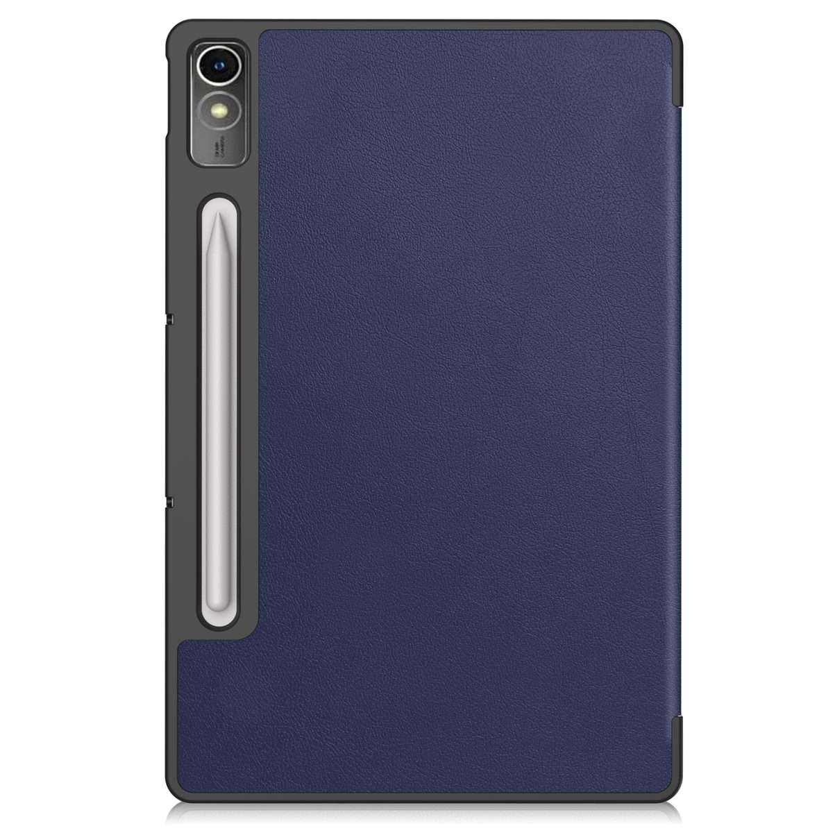 For Lenovo Tab P12/Xiaoxin Pad Pro 12.7 inch Custer Solid Color 3-Fold Stand Leath ... (Dark Blue)