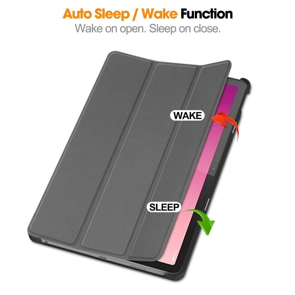 For Lenovo Tab P12/Xiaoxin Pad Pro 12.7 inch Custer Solid Color 3-Fold Stand Leather Ta ... (Grey)