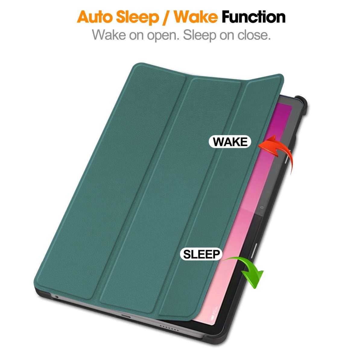 For Lenovo Tab P12/Xiaoxin Pad Pro 12.7 inch Custer Solid Color 3-Fold Stand Leat ... (Dark Green)