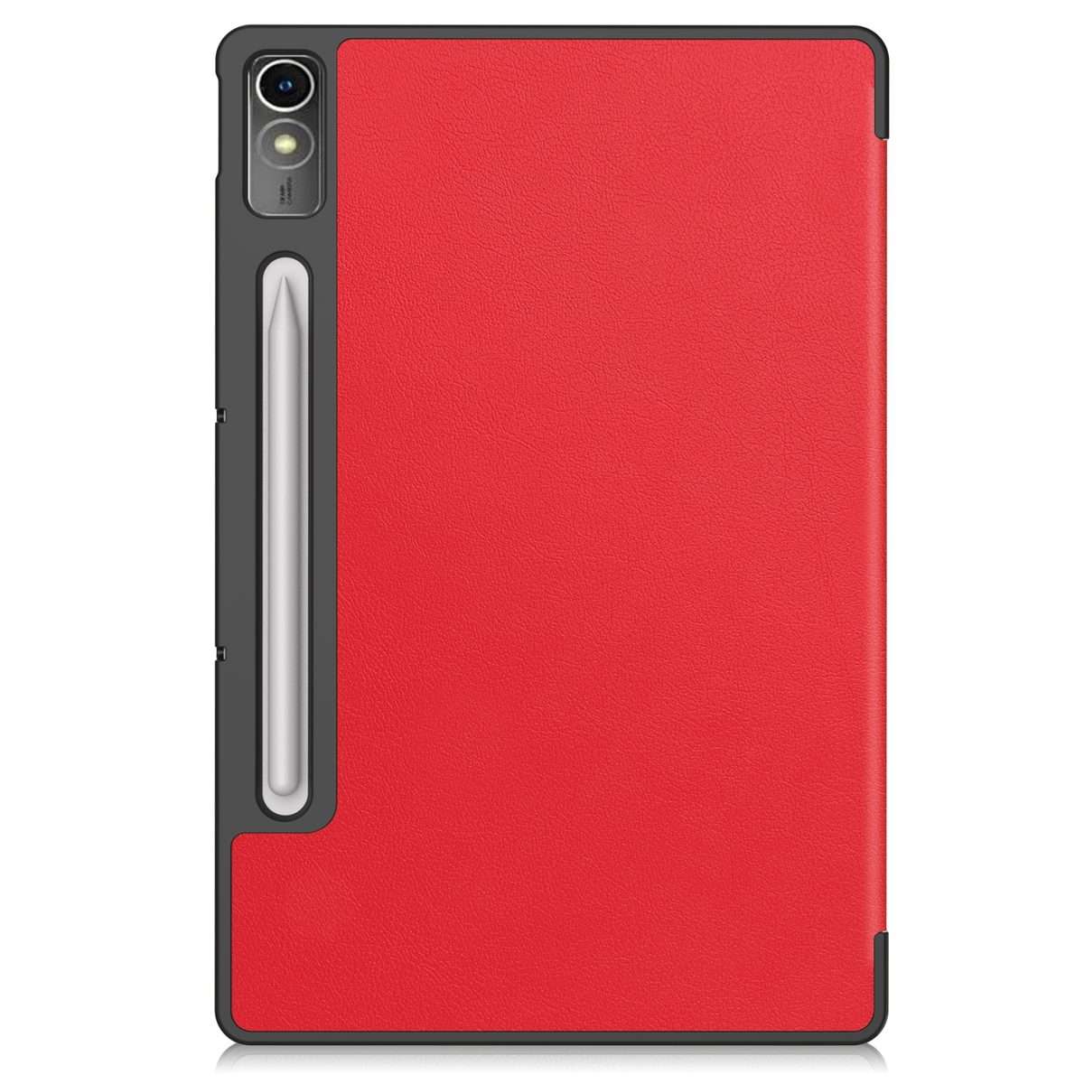 For Lenovo Tab P12/Xiaoxin Pad Pro 12.7 inch Custer Solid Color 3-Fold Stand Leather Tab ... (Red)