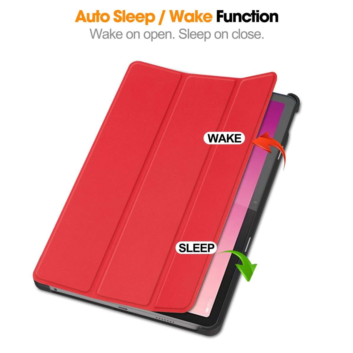 For Lenovo Tab P12/Xiaoxin Pad Pro 12.7 inch Custer Solid Color 3-Fold Stand Leather Tab ... (Red)