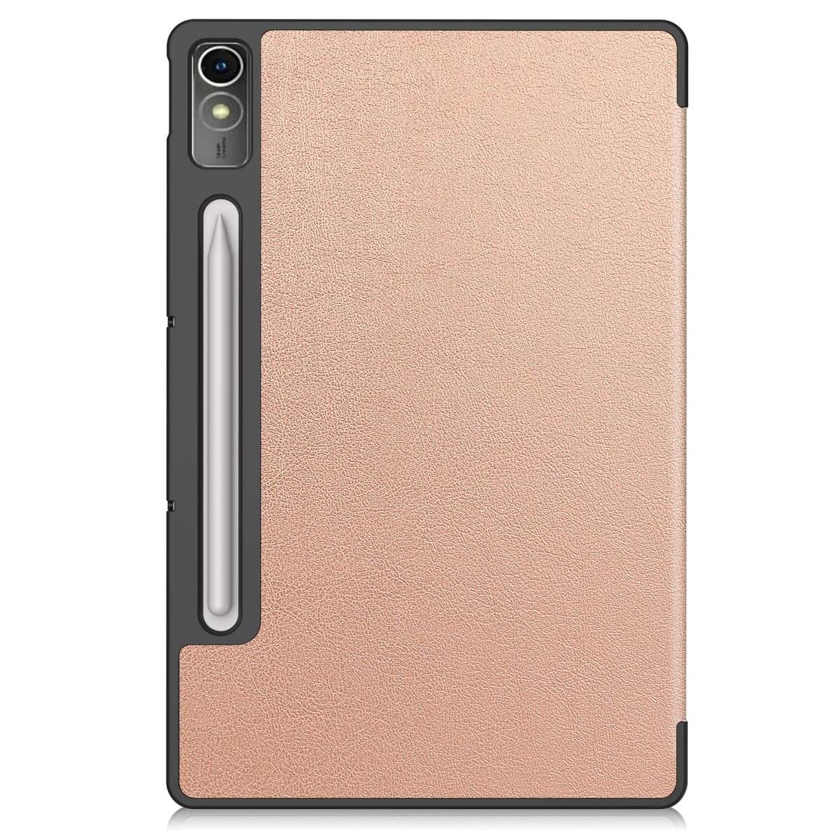 For Lenovo Tab P12/Xiaoxin Pad Pro 12.7 inch Custer Solid Color 3-Fold Stand Leath ... (Rose Gold)