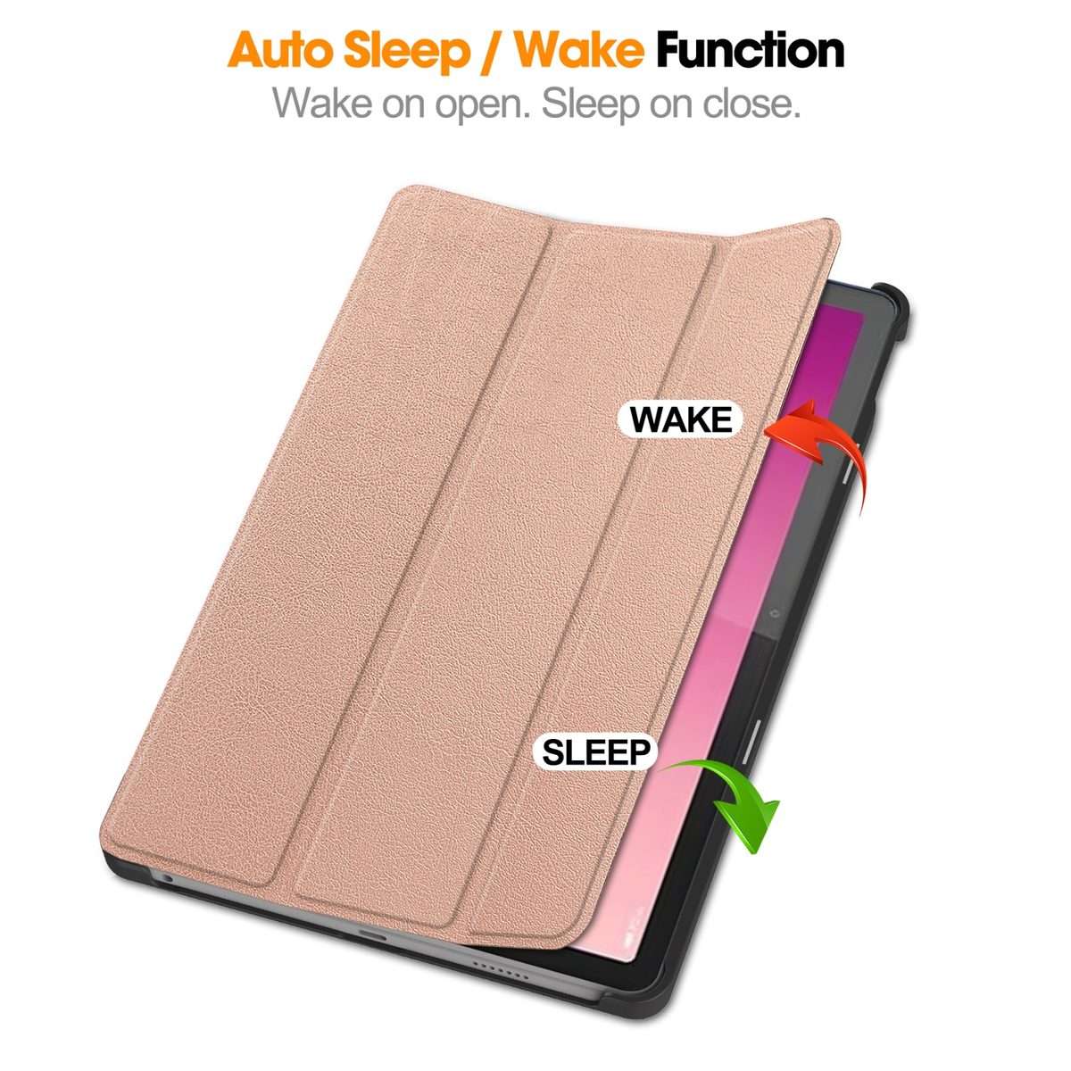 For Lenovo Tab P12/Xiaoxin Pad Pro 12.7 inch Custer Solid Color 3-Fold Stand Leath ... (Rose Gold)
