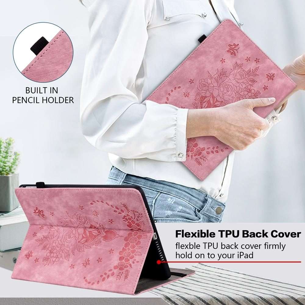 For Xiaomi Redmi K Pad 8.8 inch Butterfly Rose Embossed Leather Tablet Case(Pink)
