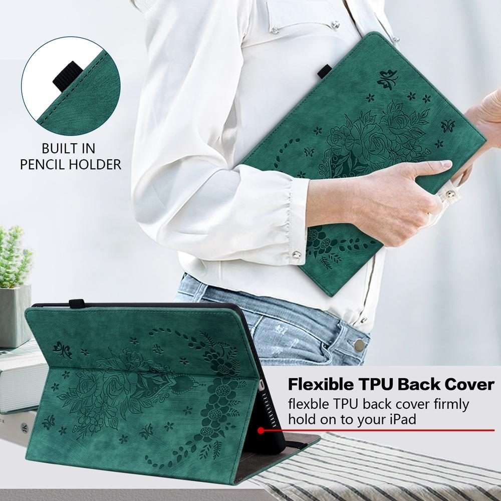 For Xiaomi Redmi K Pad 8.8 inch Butterfly Rose Embossed Leather Tablet Case(Green)