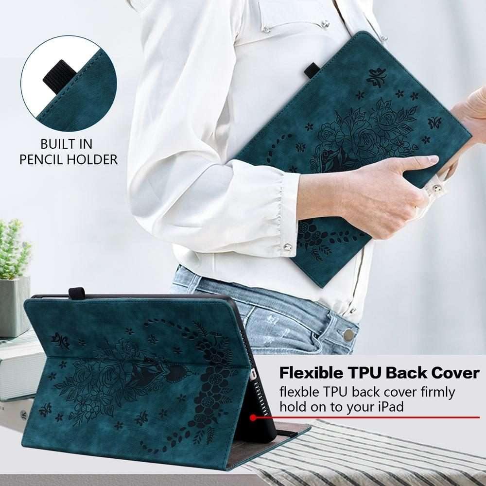 For Xiaomi Redmi K Pad 8.8 inch Butterfly Rose Embossed Leather Tablet Case(Dark Blue)