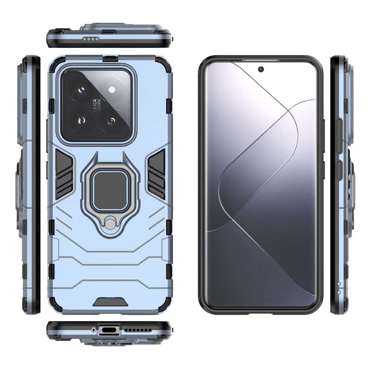 For Xiaomi 14 Pro Shockproof PC + TPU Holder Phone Case(Navy Blue)