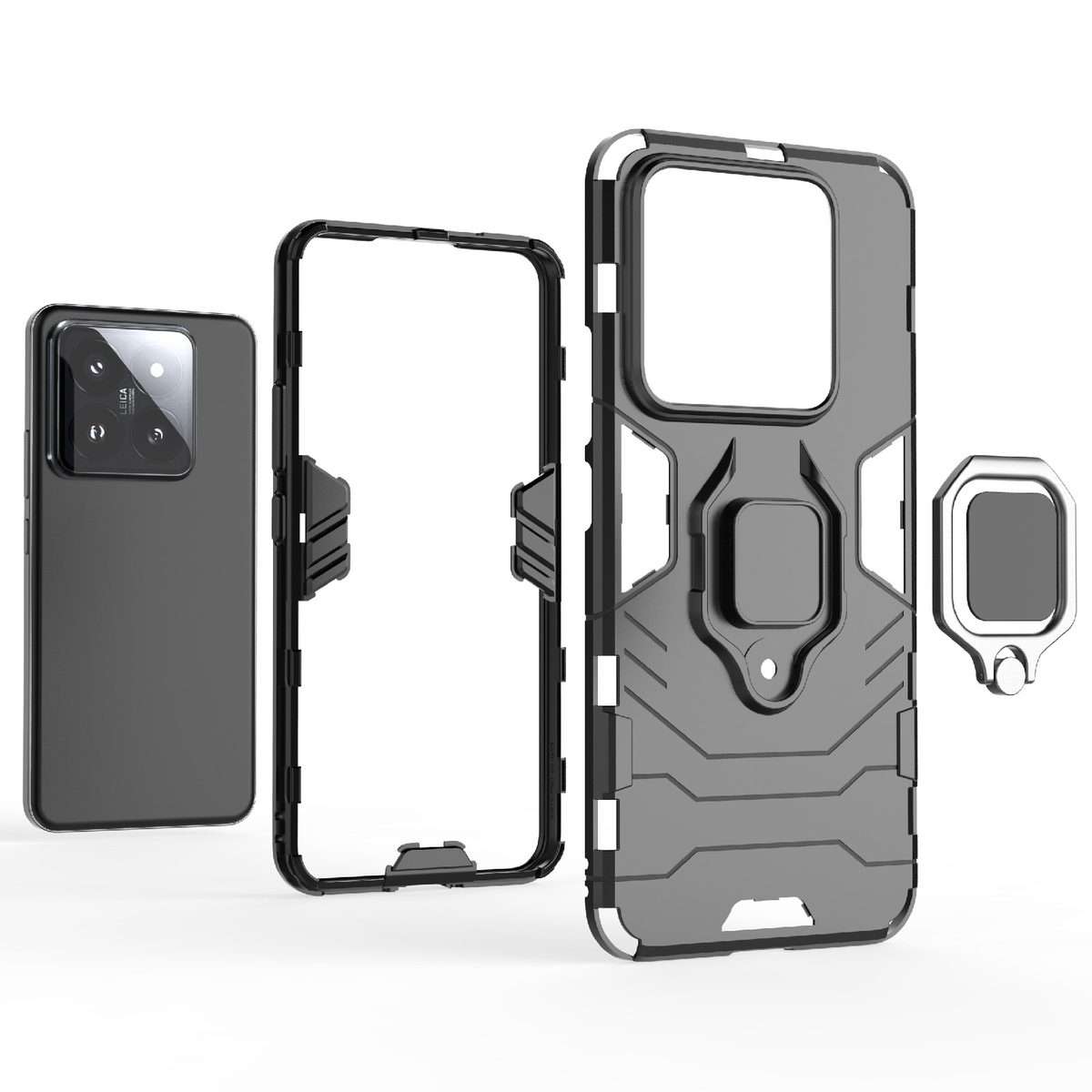 For Xiaomi 14 Pro Shockproof PC + TPU Holder Phone Case(Navy Blue)