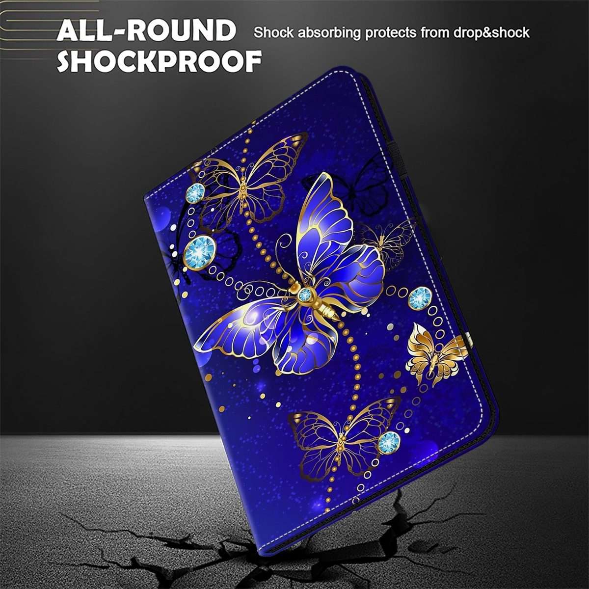 For Samsung Galaxy Tab S9 Crystal Texture Painted Leather Tablet Case(Diamond Butterflies)