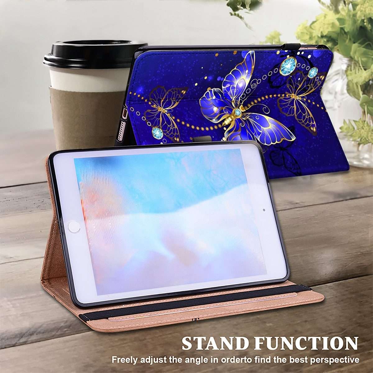 For Samsung Galaxy Tab A 9.7 Crystal Texture Painted Leather Tablet Case(Diamond Butterflies)