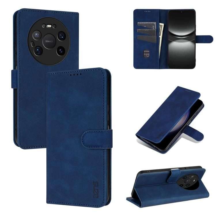 For Huawei Mate 80 Pro Max AZNS Skin Feel Calf Texture Flip Leather Phone Case(Blue)