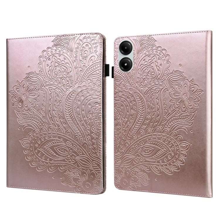 For Xiaomi Redmi Pad Pro 12.1 Peacock Embossed Pattern Leather Tablet Case(Rose Gold)
