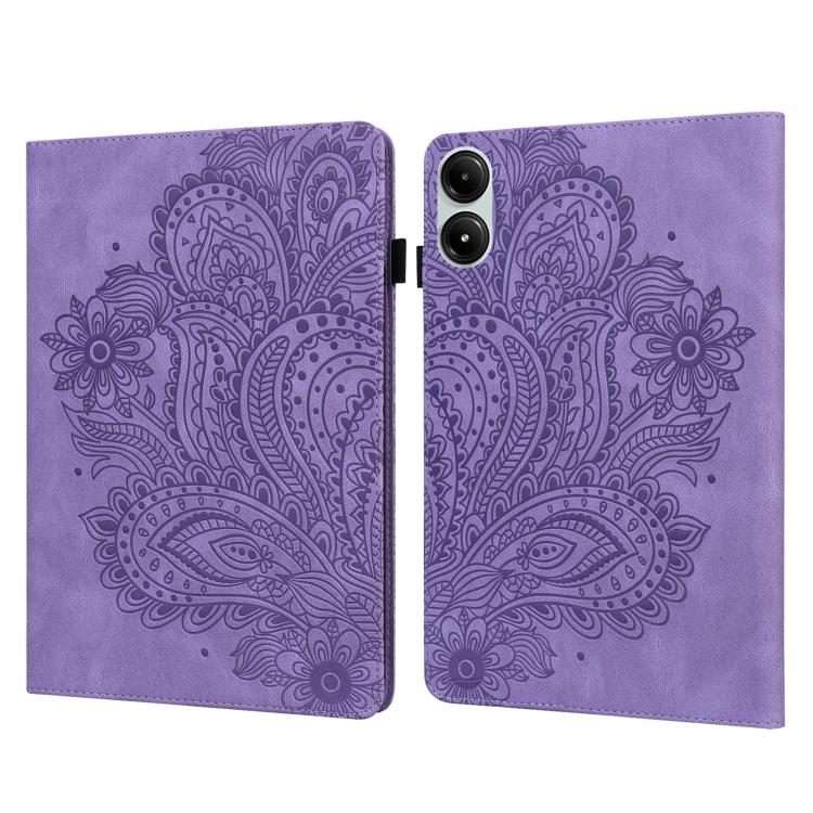 For Xiaomi Redmi Pad Pro 12.1 Peacock Embossed Pattern Leather Tablet Case(Purple)