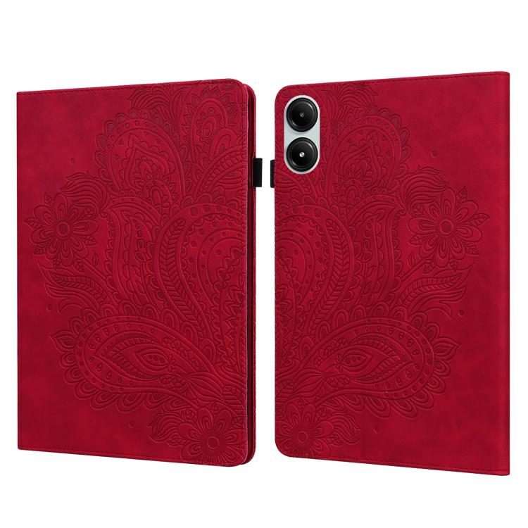 For Xiaomi Redmi Pad Pro 12.1 Peacock Embossed Pattern Leather Tablet Case(Red)