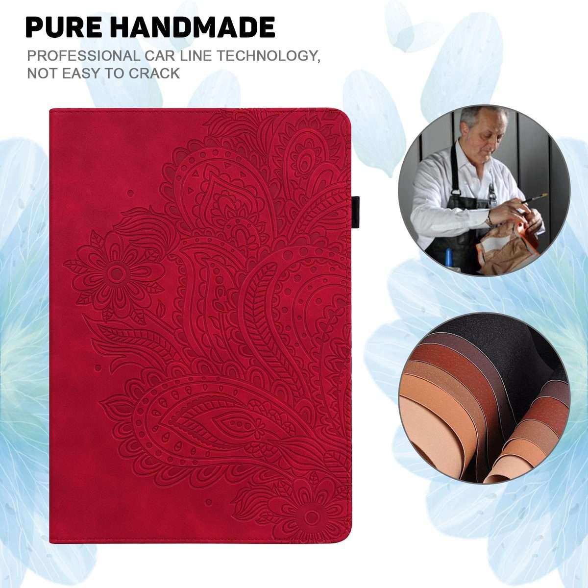 For Xiaomi Redmi Pad Pro 12.1 Peacock Embossed Pattern Leather Tablet Case(Red)