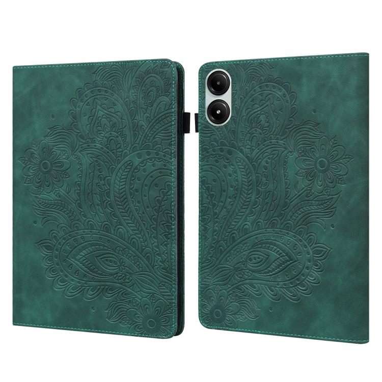 For Xiaomi Redmi Pad Pro 12.1 Peacock Embossed Pattern Leather Tablet Case(Green)