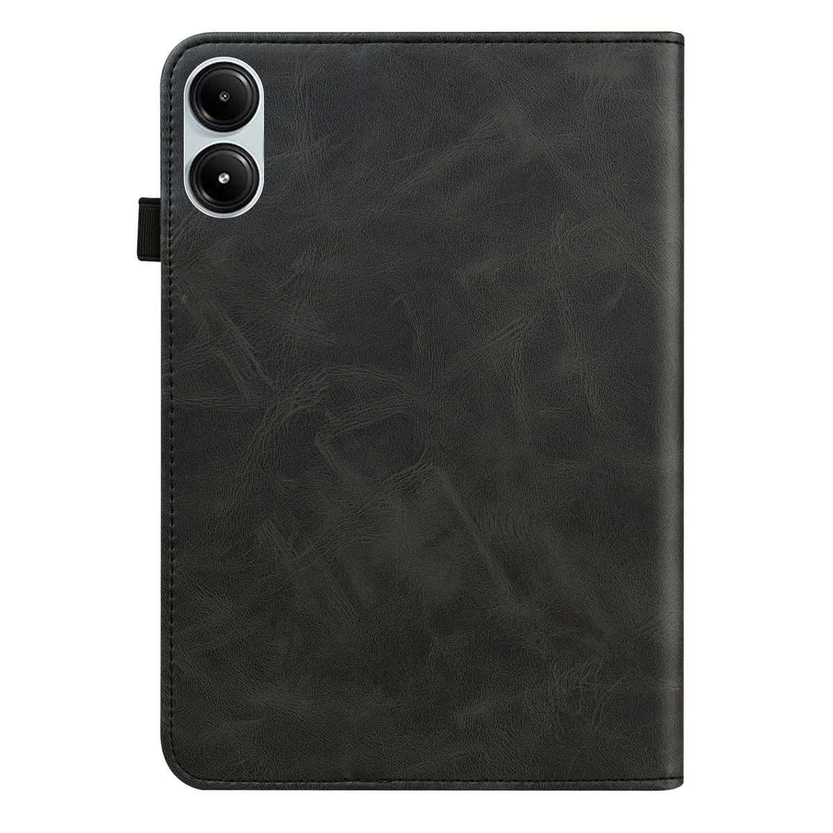 For Xiaomi Poco Pad 12.1 Solid Color Stripe Embossed Leather Tablet Case(Black)
