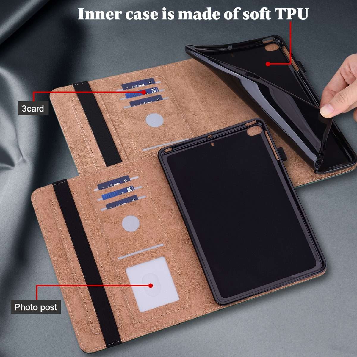 For Xiaomi Poco Pad 12.1 Solid Color Stripe Embossed Leather Tablet Case(Green)