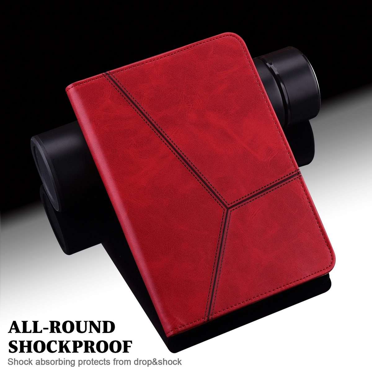 For Xiaomi Poco Pad 12.1 Solid Color Stripe Embossed Leather Tablet Case(Red)
