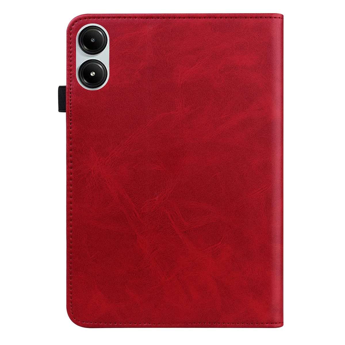 For Xiaomi Poco Pad 12.1 Solid Color Stripe Embossed Leather Tablet Case(Red)