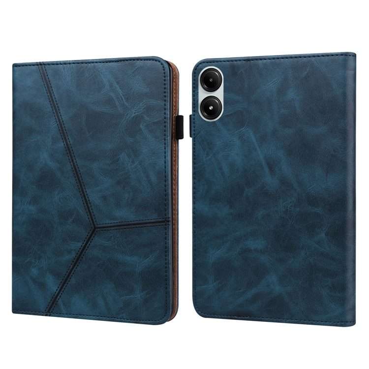 For Xiaomi Poco Pad 12.1 Solid Color Stripe Embossed Leather Tablet Case(Blue)