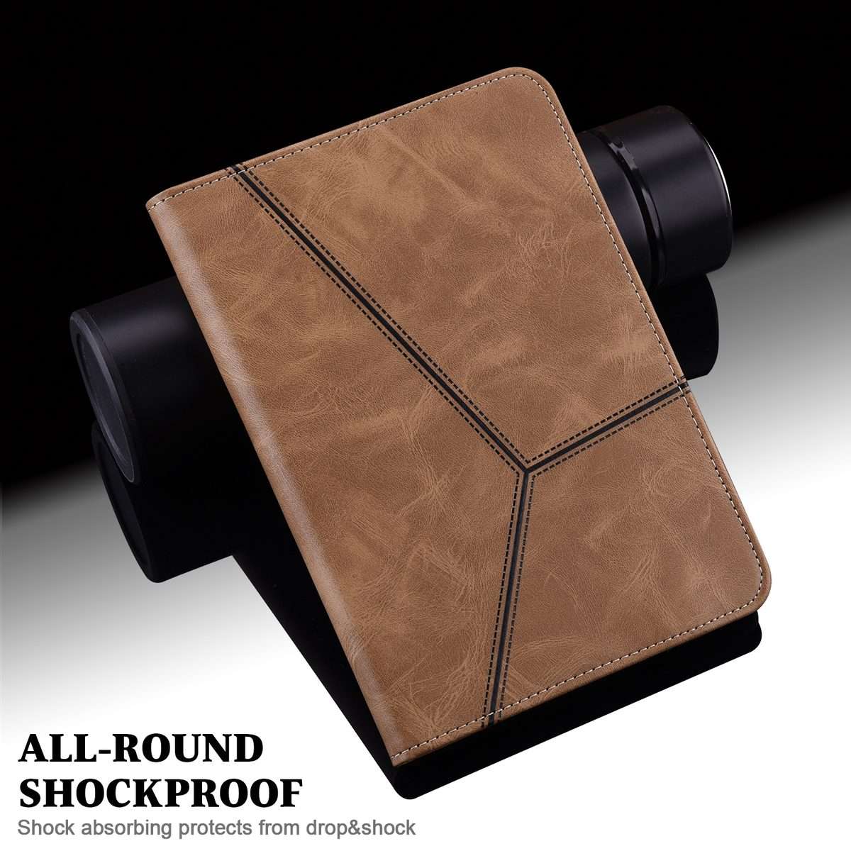 For Xiaomi Poco Pad 12.1 Solid Color Stripe Embossed Leather Tablet Case(Brown)