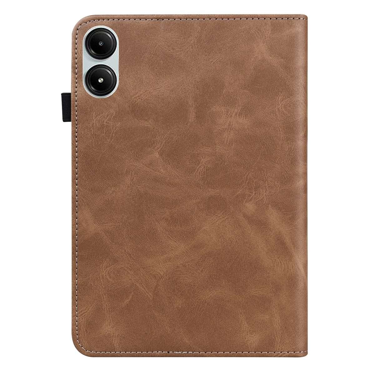 For Xiaomi Poco Pad 12.1 Solid Color Stripe Embossed Leather Tablet Case(Brown)