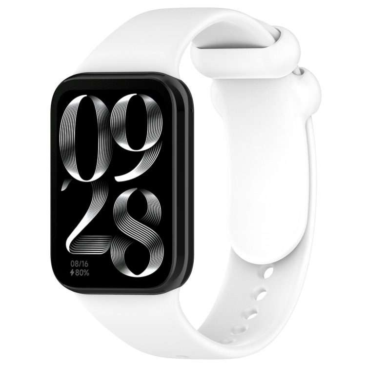 For Redmi Watch 6 / 5 / Xiaomi Band 9 Pro Solid Color Black Buckle Silicone Watch Band(White)