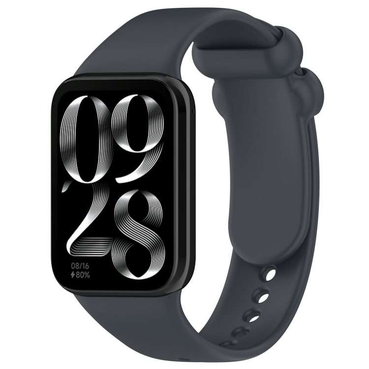 For Redmi Watch 6 / 5 / Xiaomi Band 9 Pro Solid Color Black Buckle Silicone Watch Band(Dark Grey)